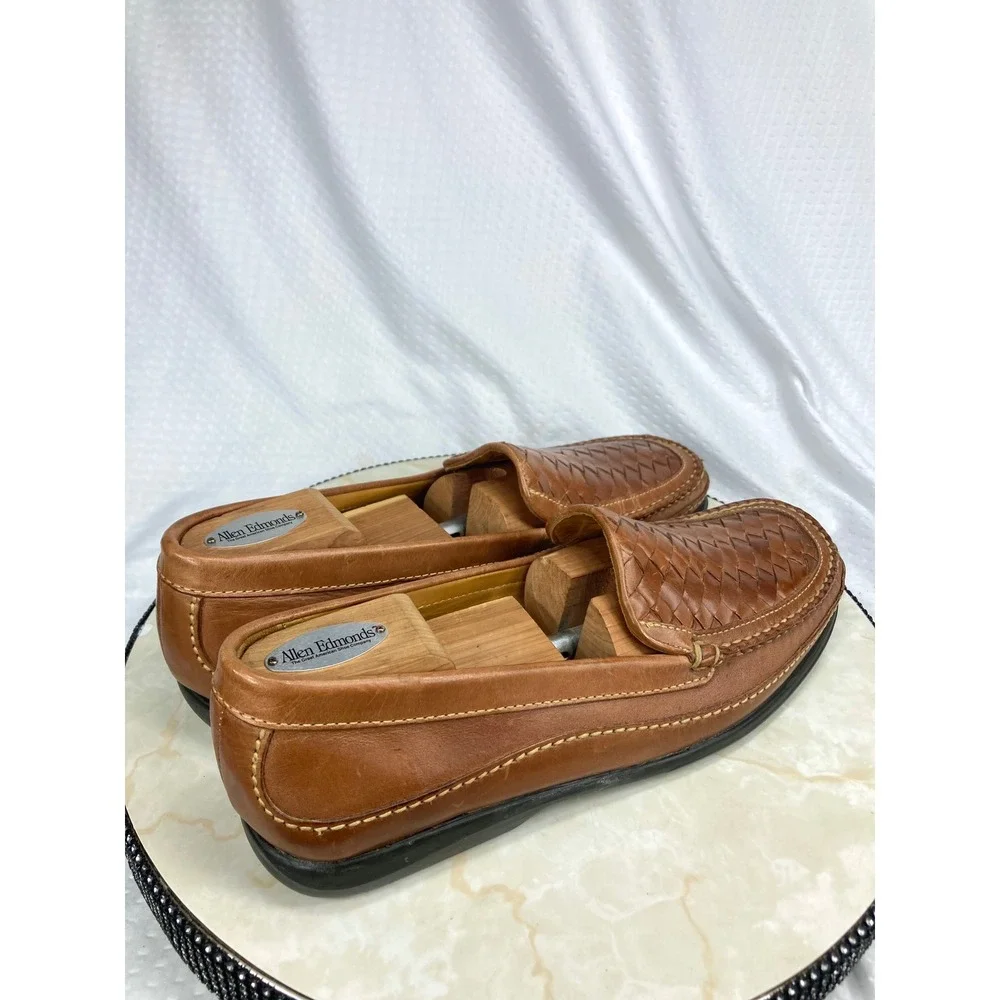 Johnston & Murphy Tidwell Woven Leather Loafer Shoes Mens 12 Brown Basketweave